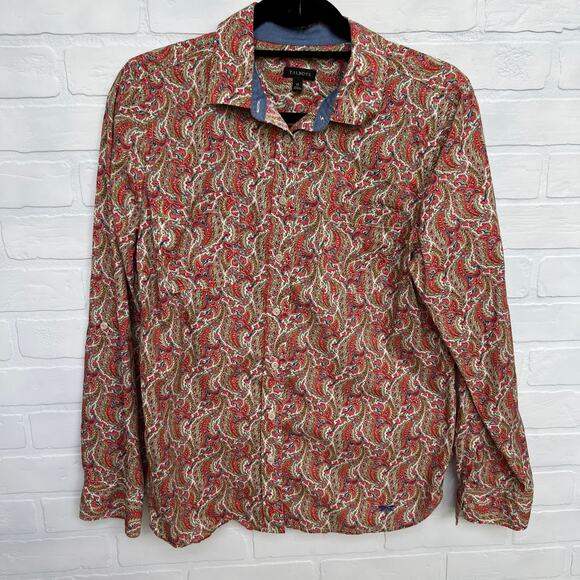 Talbots Tops - Talbots Women's Pink and Blue Paisley Print Cotton Button Down Top-sz 12